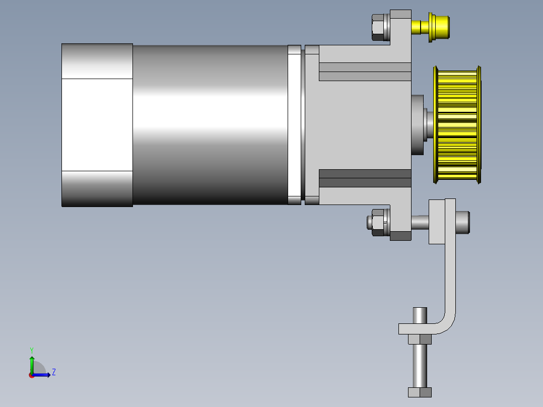 使用了同步齿形带的分支、合流装置左视图