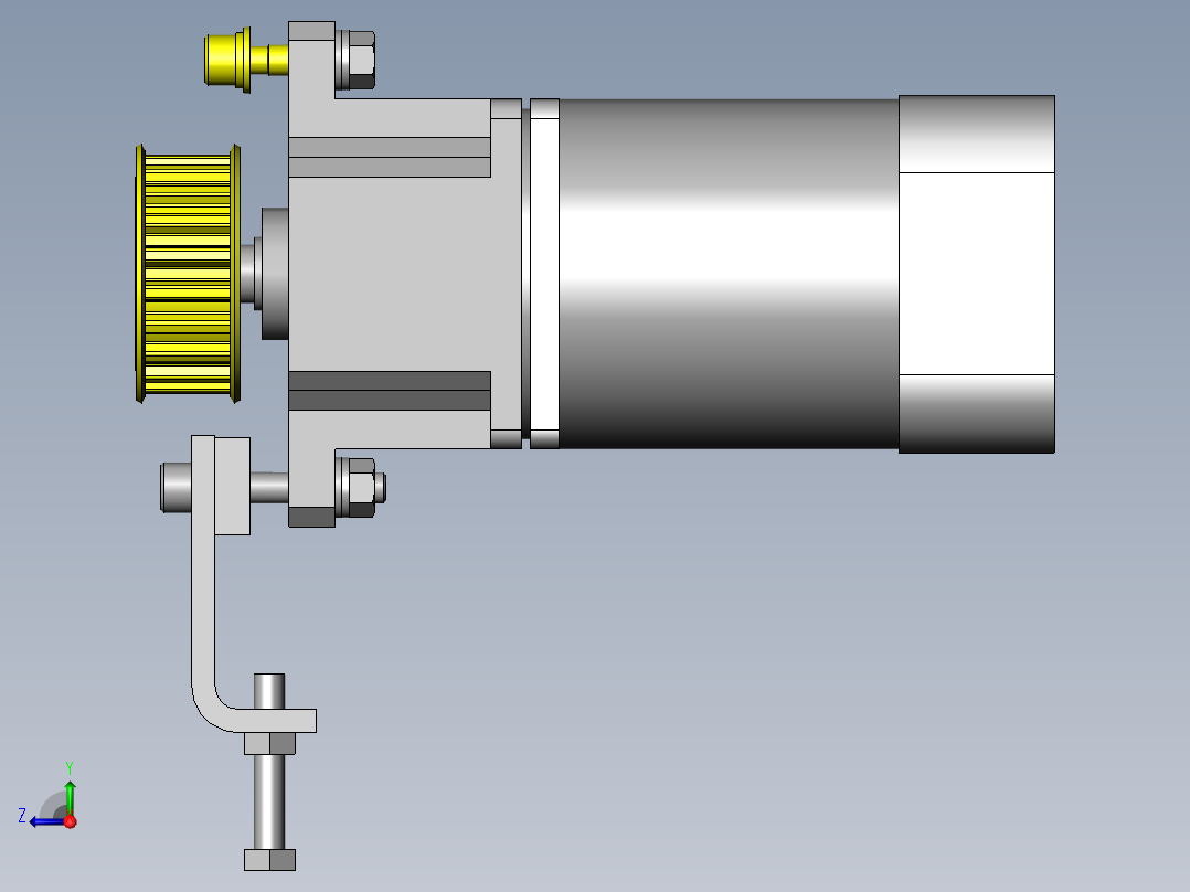 使用了同步齿形带的分支、合流装置右视图