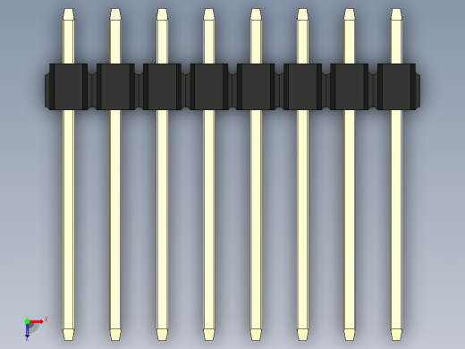 彩色公头100mil（2.54mm）系列-DS1021_black_1x08p_100mil_Type5_rev1.0俯视缩略图