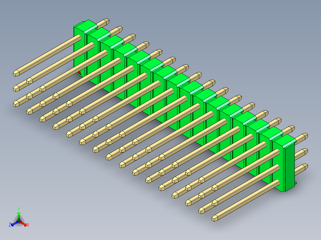 彩色公头100mil（2.54mm）系列-DS1021_green_3x16p_100mil_Type5_rev1.0主视图