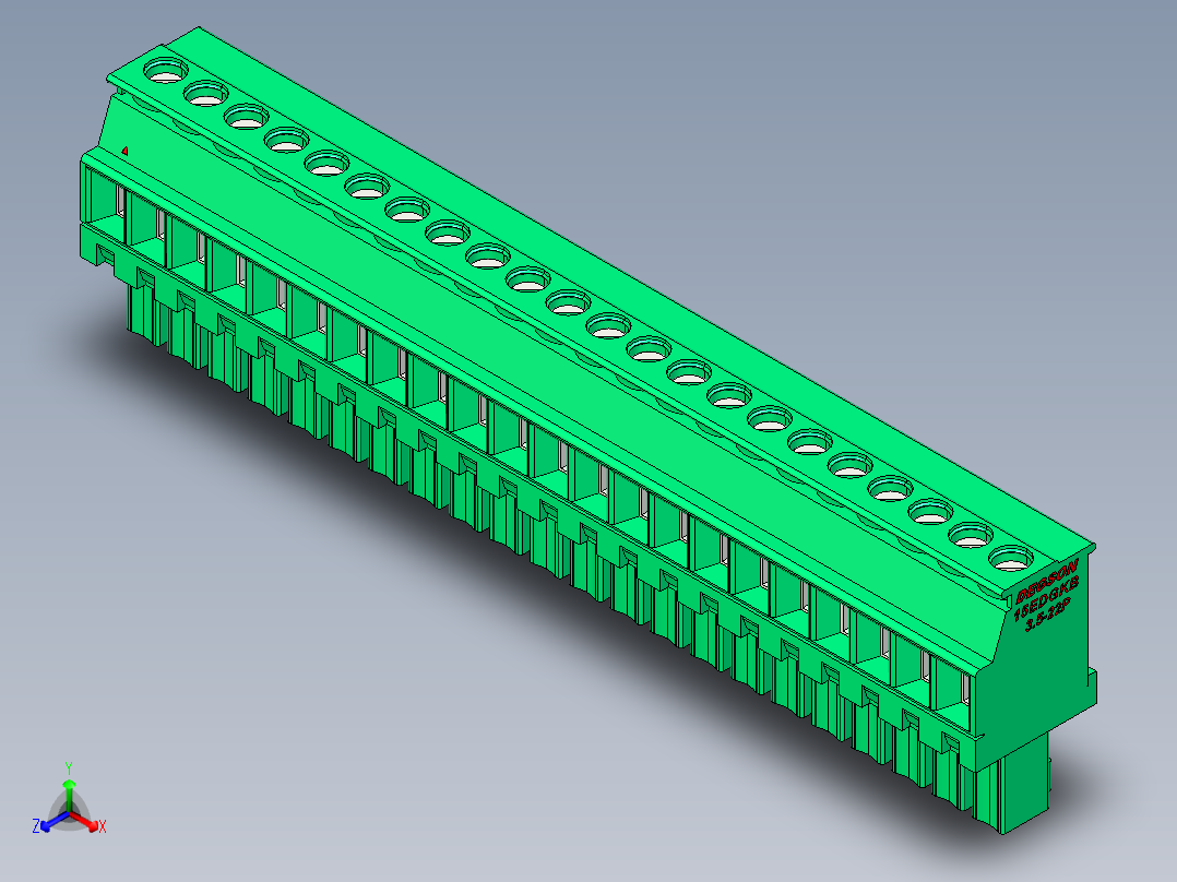 DEGSON 15EDG 系列 3.5mm 插拔式接线端子 FullPack-15EDGKB-3.5-22P-14-00AH正等轴测图