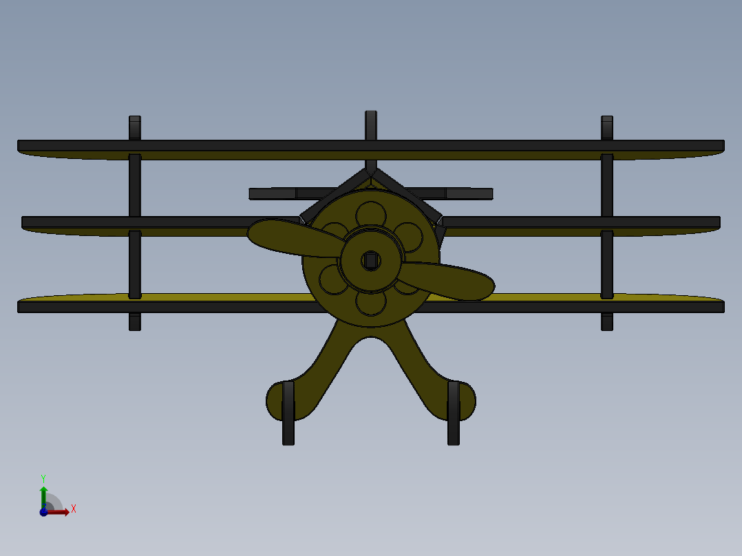 激光下料拼图飞机AutoCAD, Parasolid, SOLIDWORKS 2016前视图