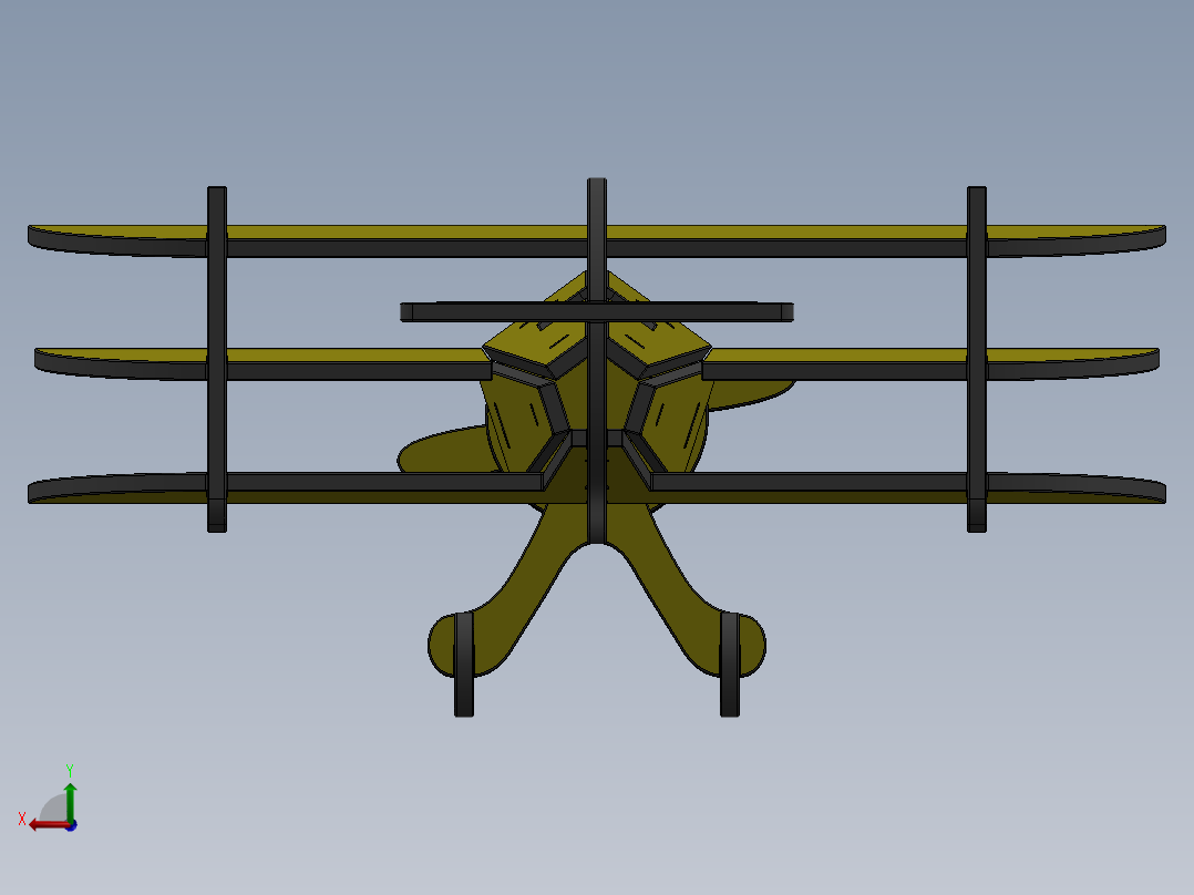 激光下料拼图飞机AutoCAD, Parasolid, SOLIDWORKS 2016后视图