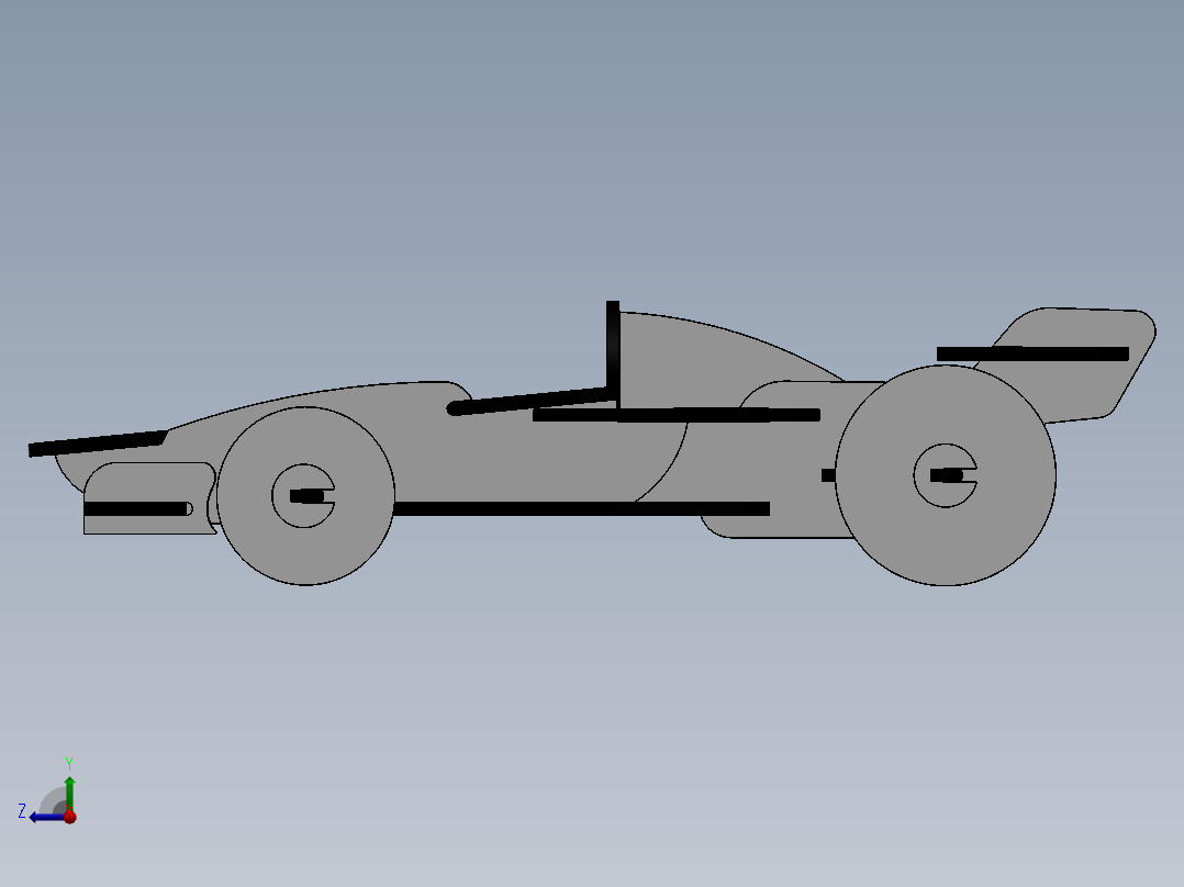 激光下料拼图赛车AutoCAD, Parasolid, SOLIDWORKS 2016, STEP _ IGES右视图