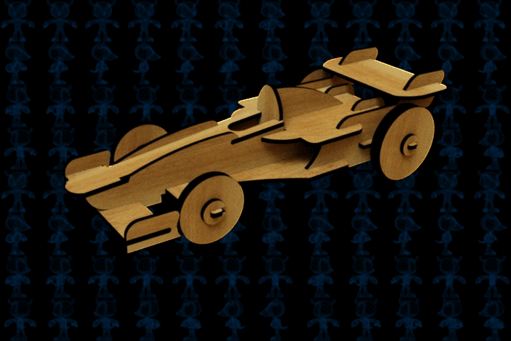 激光下料拼图赛车AutoCAD, Parasolid, SOLIDWORKS 2016, STEP _ IGES