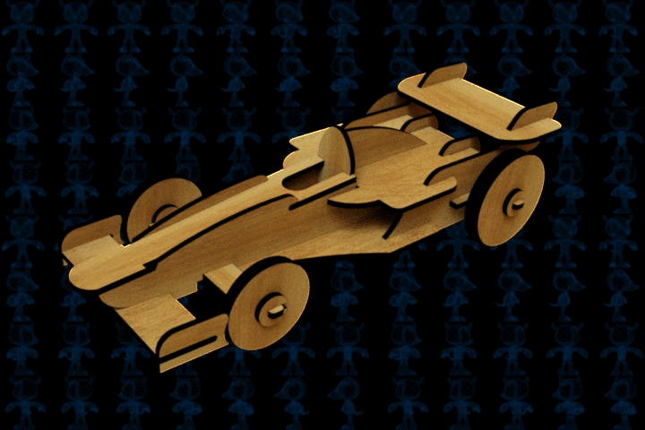 激光下料拼图赛车AutoCAD, Parasolid, SOLIDWORKS 2016, STEP _ IGES