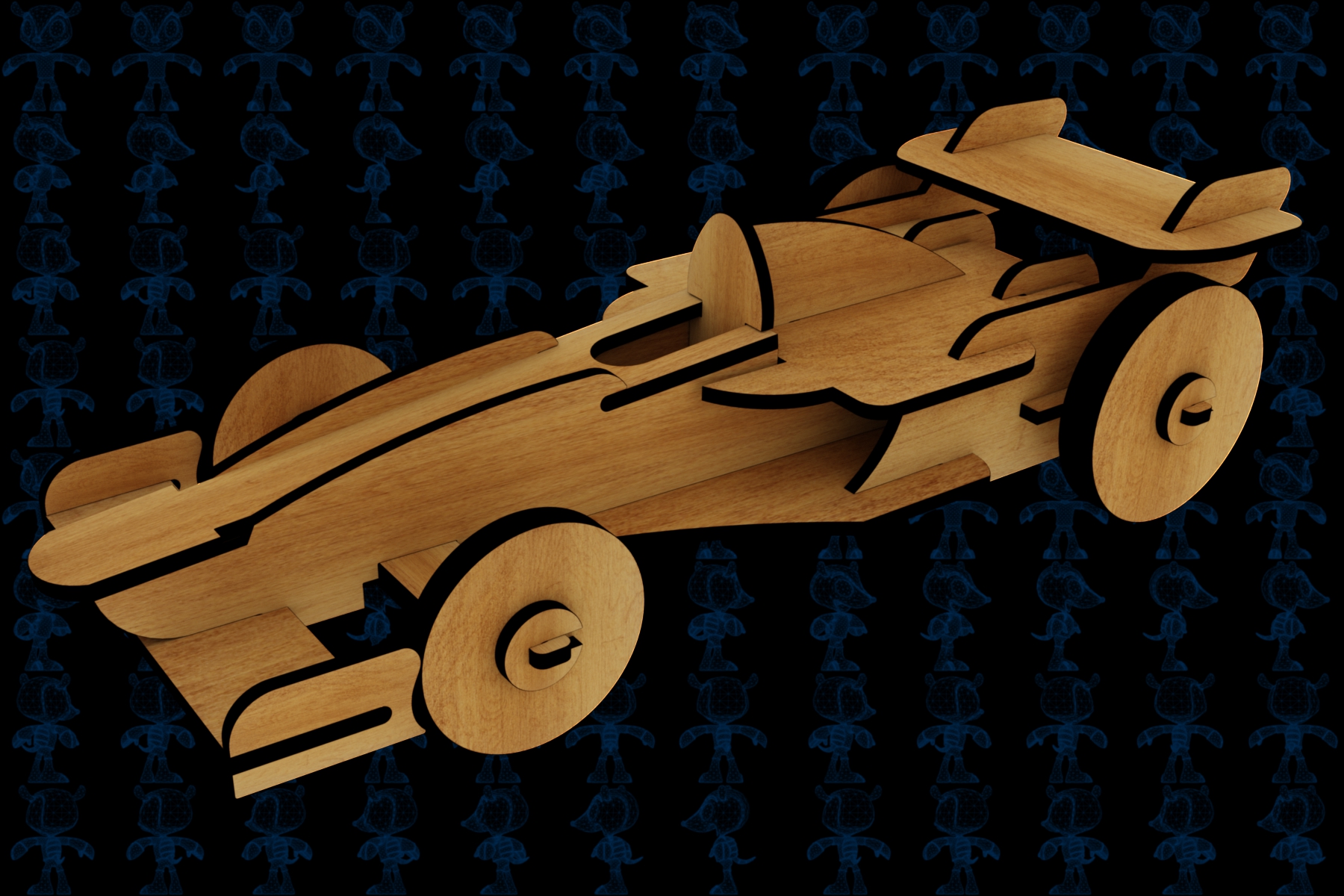 激光下料拼图赛车AutoCAD, Parasolid, SOLIDWORKS 2016, STEP _ IGES