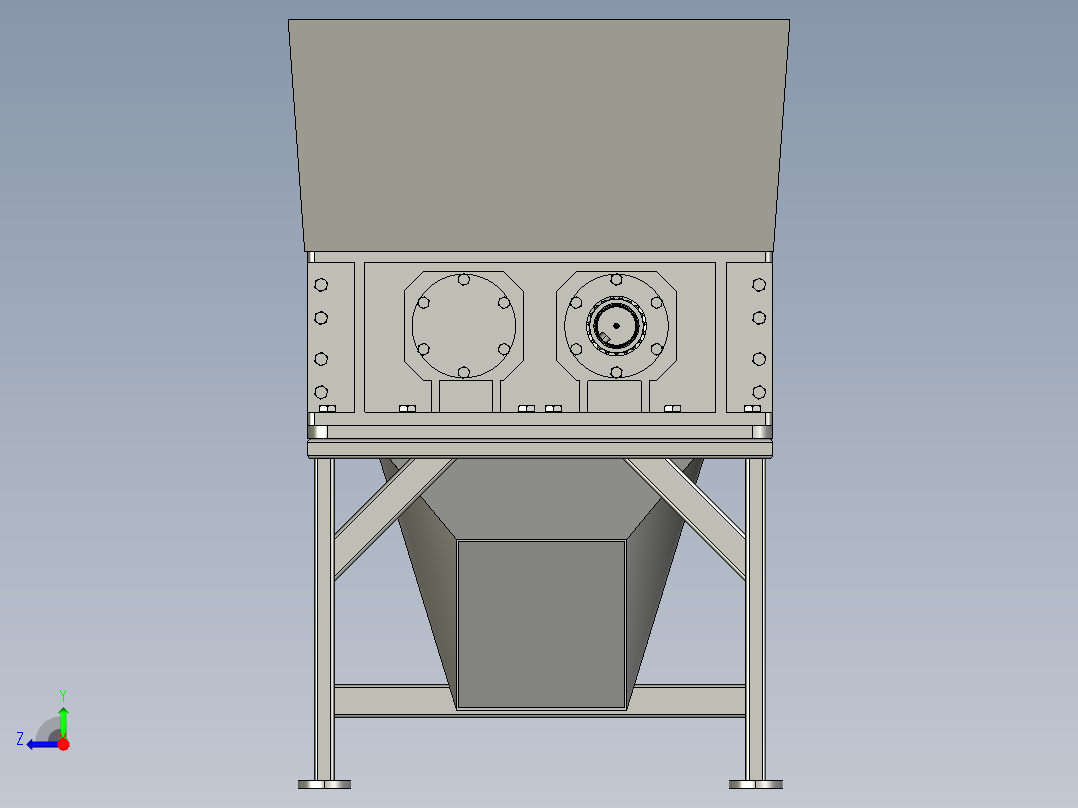 重型塑料撕碎机右视图