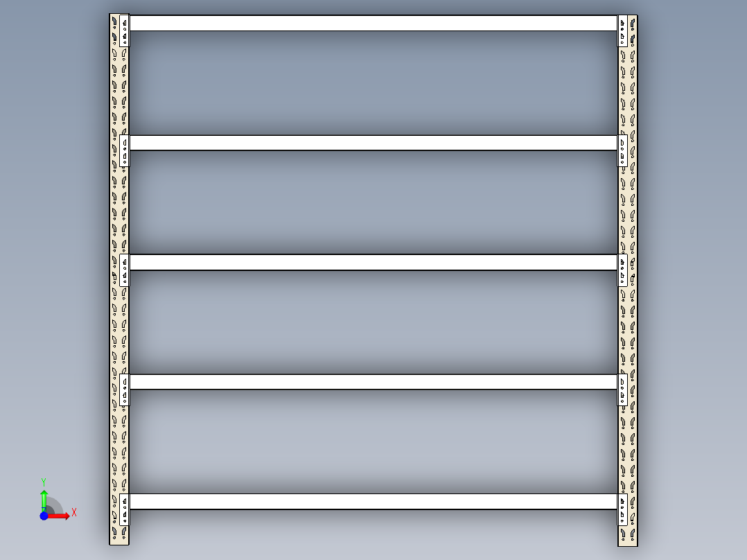 中型货架L2000-D500-H20400三维模型资料前视图