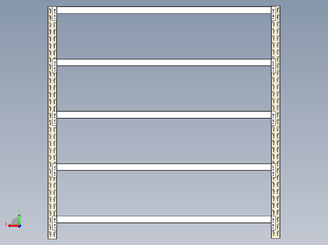 中型货架L2000-D500-H20400三维模型资料后视图