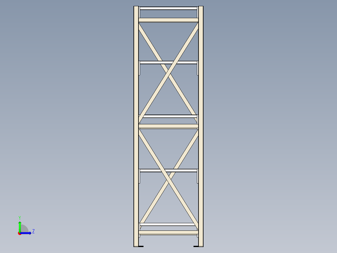中型货架L2000-D500-H20400三维模型资料左视图