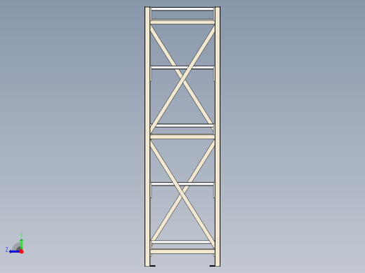 中型货架L2000-D500-H20400三维模型资料右视缩略图