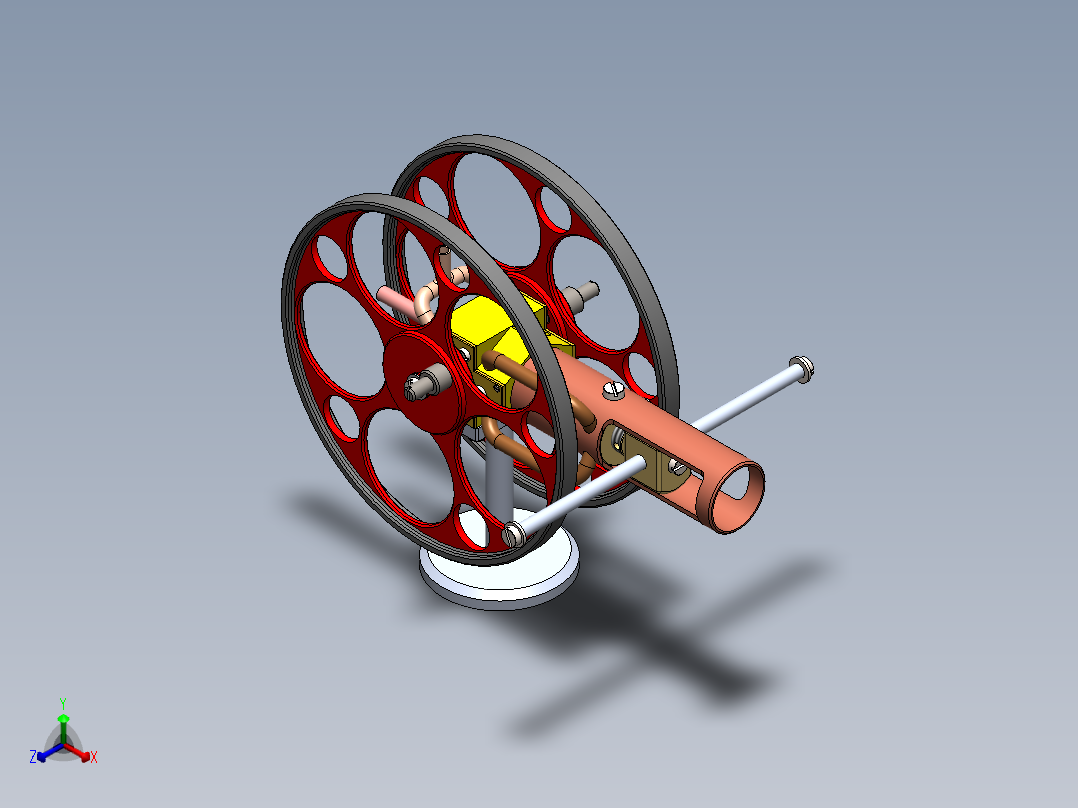 蒸汽机single-cylinder-steam-engine-with-turning-模型格式为 sw正等轴测图