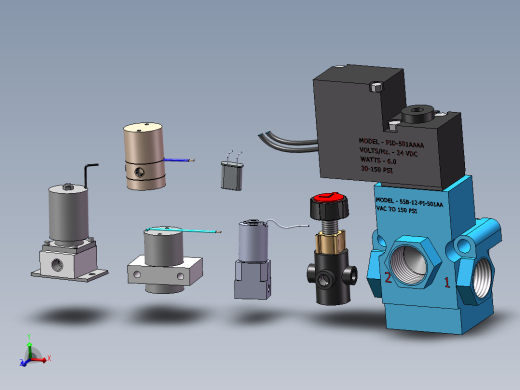 7款电磁阀CV 2.1-24 VDC线圈模型