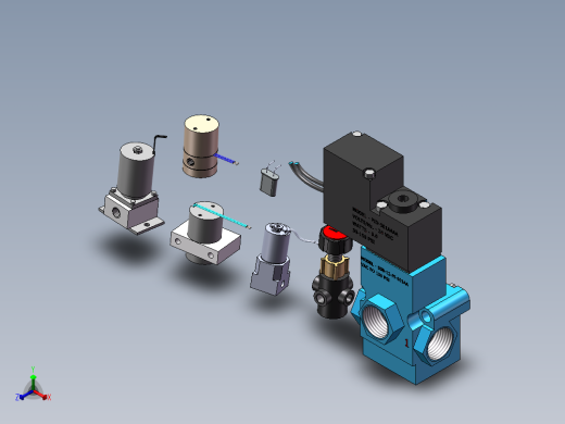 7款电磁阀CV 2.1-24 VDC线圈模型正等轴测缩略图