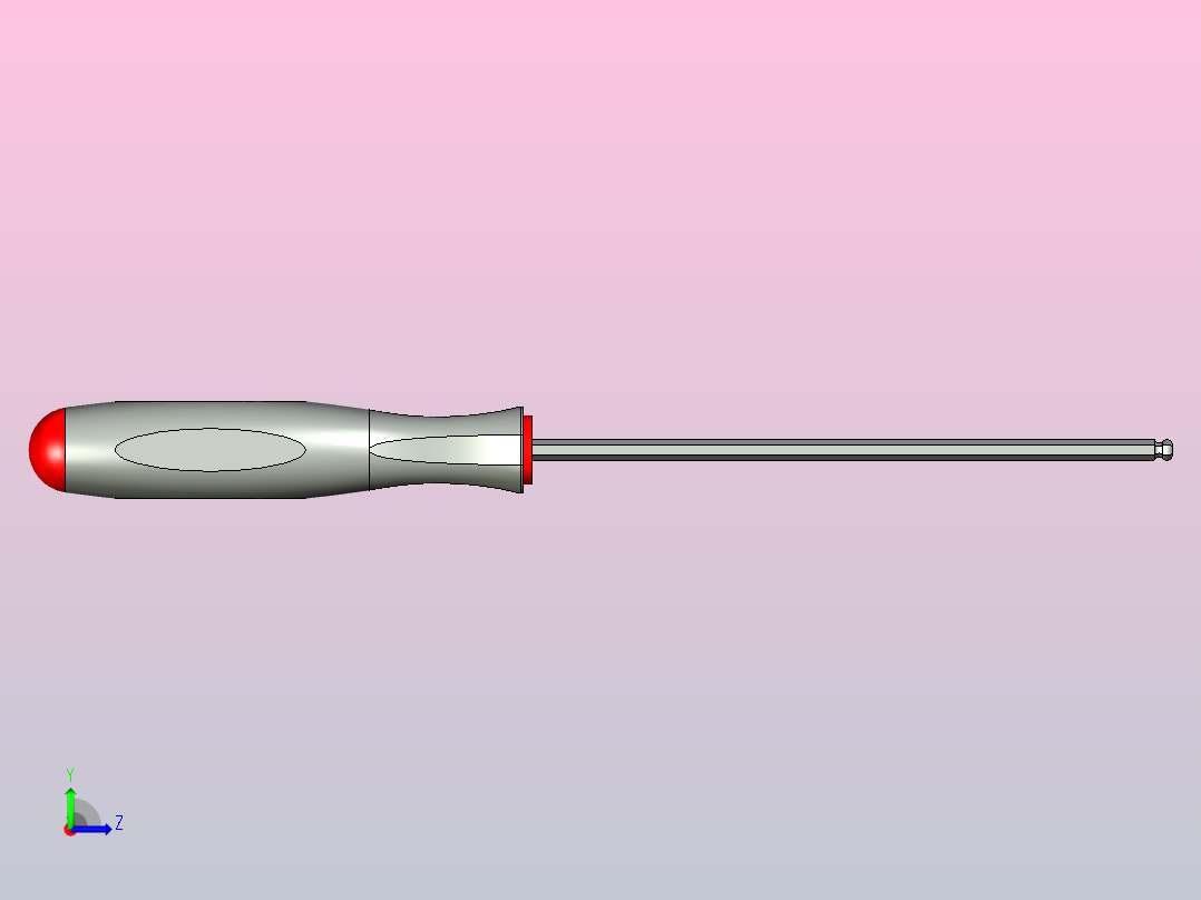 2mm球头六角螺丝刀左视图