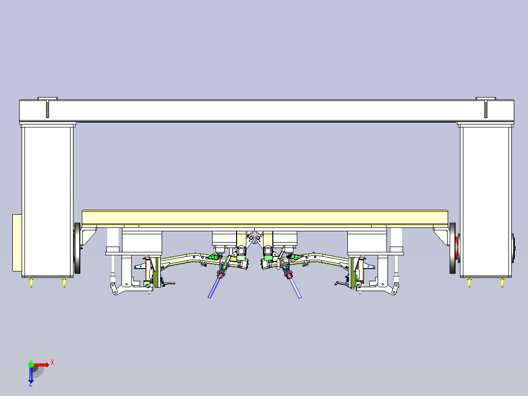 一款摩托车龙骨焊接夹具3D模型俯视图