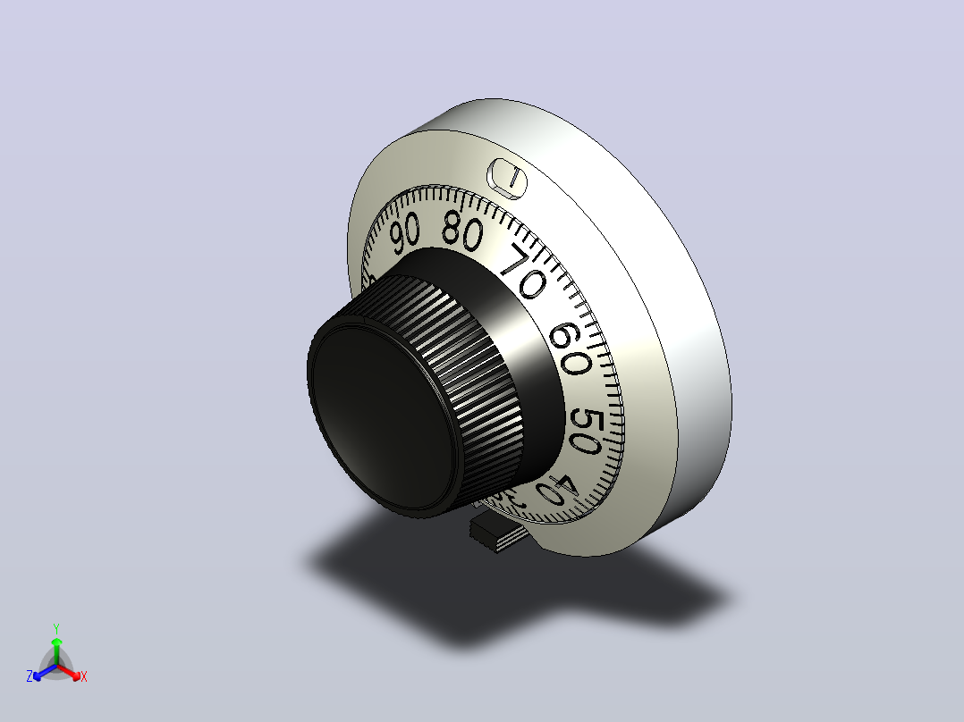21PA11B10 -旋钮和刻度盘1，4 轴46 mm 11圈刻度盘正等轴测图