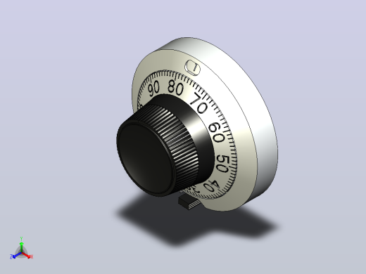 21PA11B10 -旋钮和刻度盘1，4 轴46 mm 11圈刻度盘正等轴测缩略图