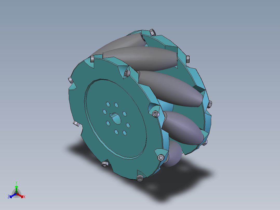 麦克纳姆轮3D图纸 G991正等轴测图