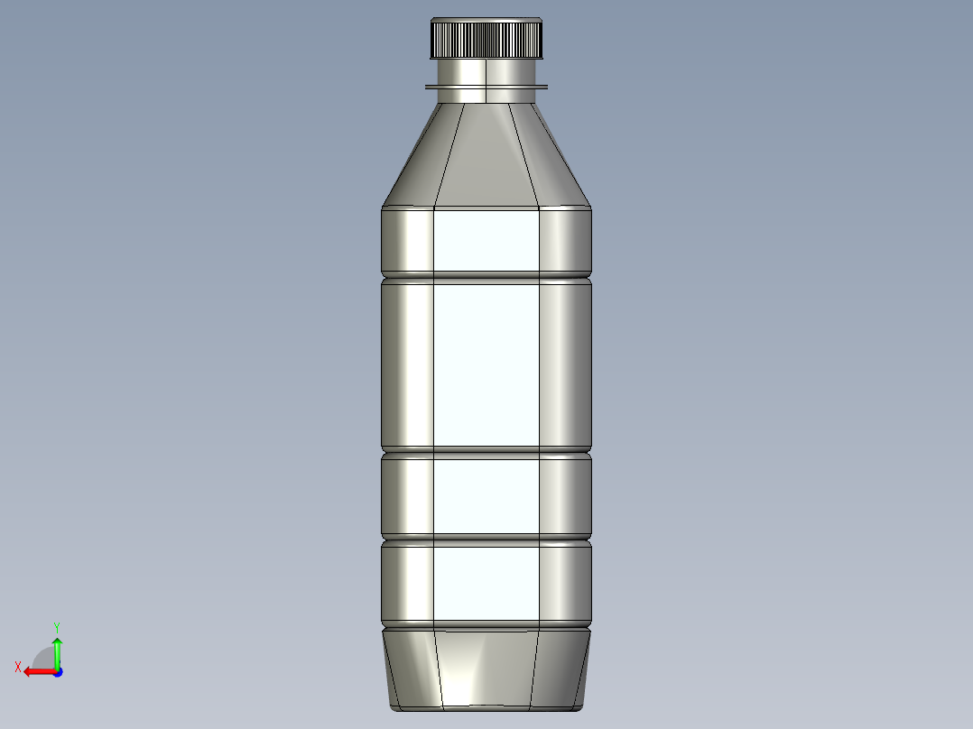 方形带圆角塑料瓶后视图