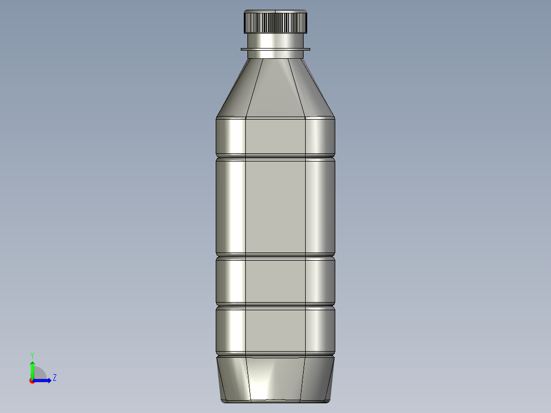 方形带圆角塑料瓶左视图