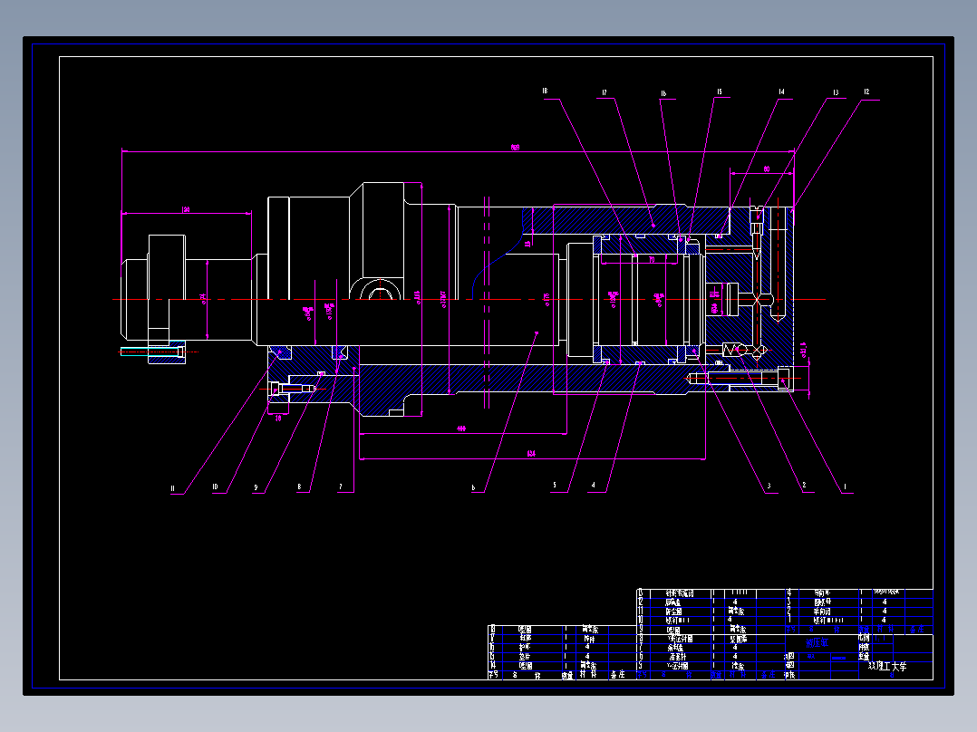 液压缸油缸总装图机械设计CAD图纸参考素材缸径120杆径84压力31.5
