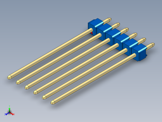 彩色公头100mil（2.54mm）系列-DS1021_blue_1x06p_100mil_Type43_rev1.0正等轴测缩略图