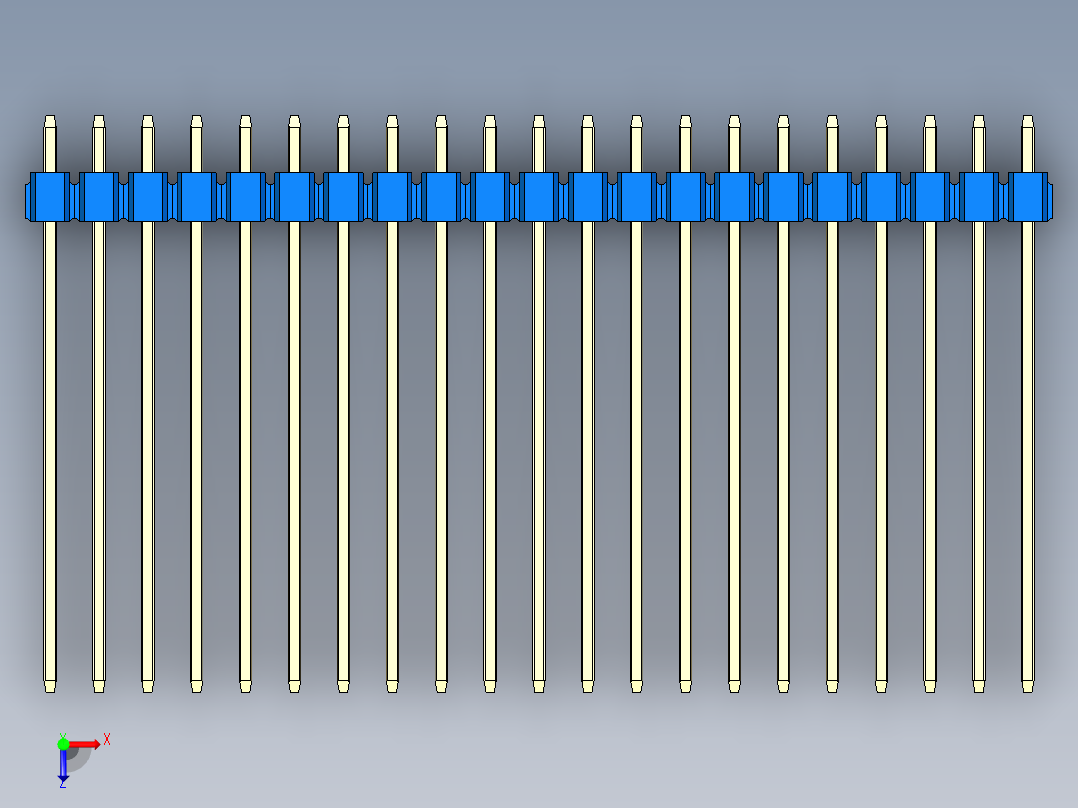 彩色公头100mil（2.54mm）系列-DS1021_blue_3x21p_100mil_Type43_rev1.0俯视图