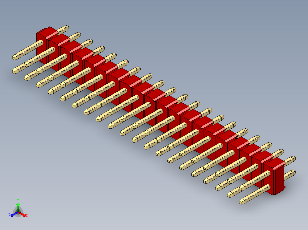 彩色公头100mil（2.54mm）系列-DS1021_red_2x20p_100mil_Type1_rev1.0主视图