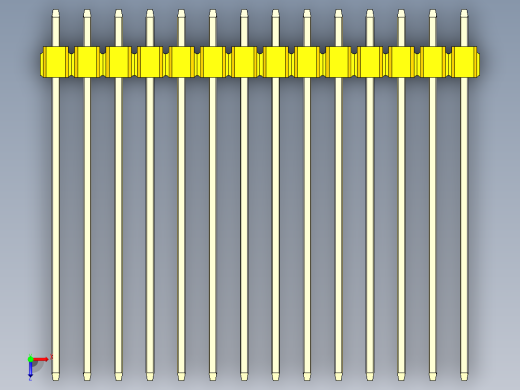 彩色公头100mil（2.54mm）系列-DS1021_yellow_1x14p_100mil_Type43_rev1.0俯视缩略图