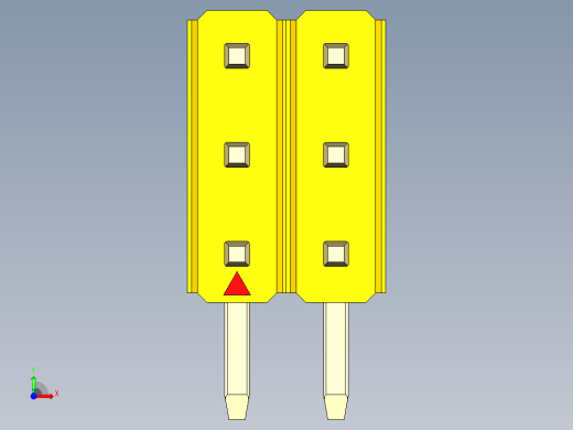 彩色公排针 100mil 2.54mm 系列-DS1022_yellow_3x02p_100mil_TypeD_rev1.0前视缩略图