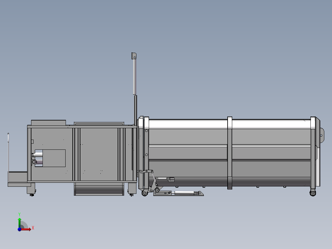 大型垃圾车箱压缩机设备前视图