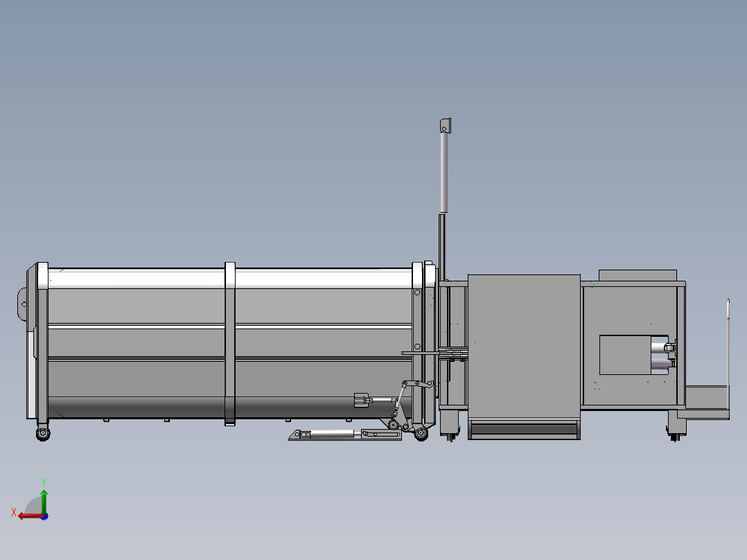 大型垃圾车箱压缩机设备后视图