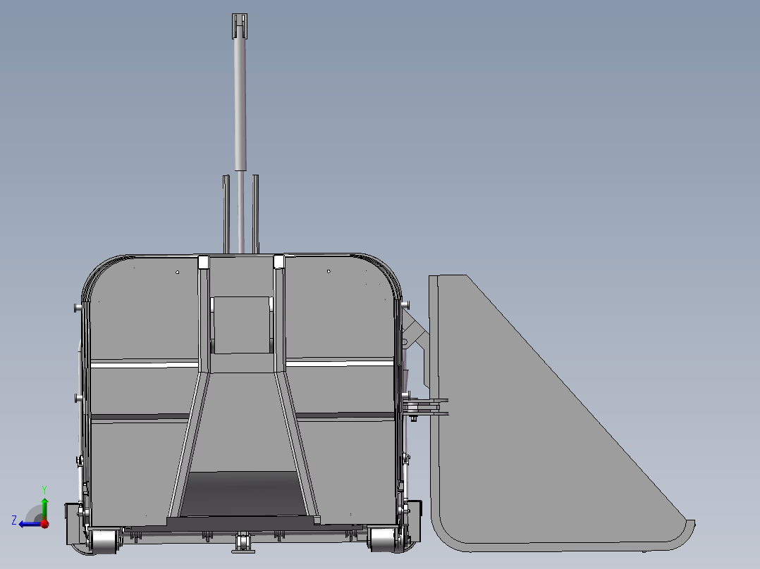 大型垃圾车箱压缩机设备右视图