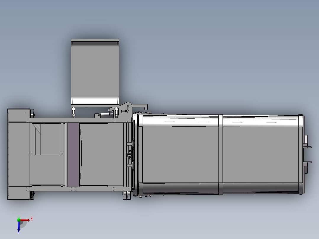 大型垃圾车箱压缩机设备俯视图