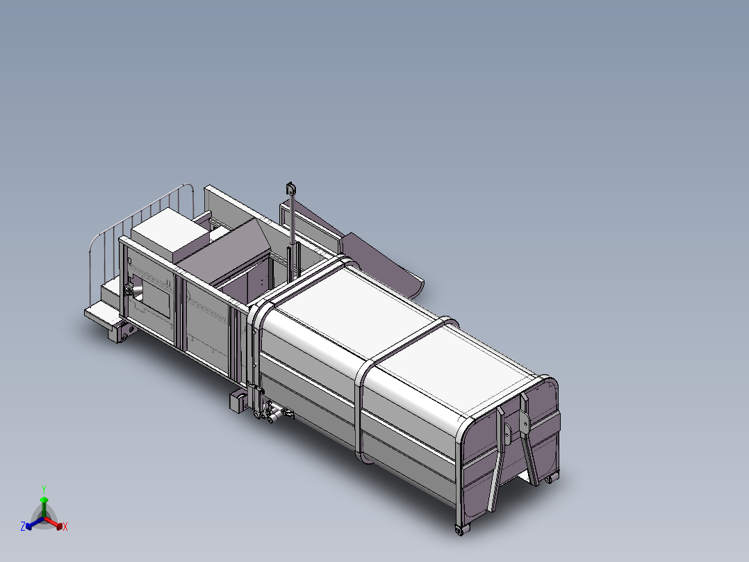 大型垃圾车箱压缩机设备正等轴测图