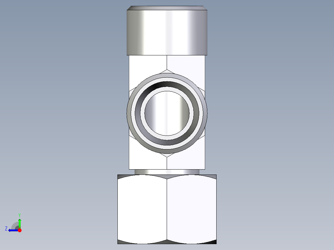 卡套式工业通用硬管接头EO_Swivel_nut_run_tee_EL12LOMDCF右视图