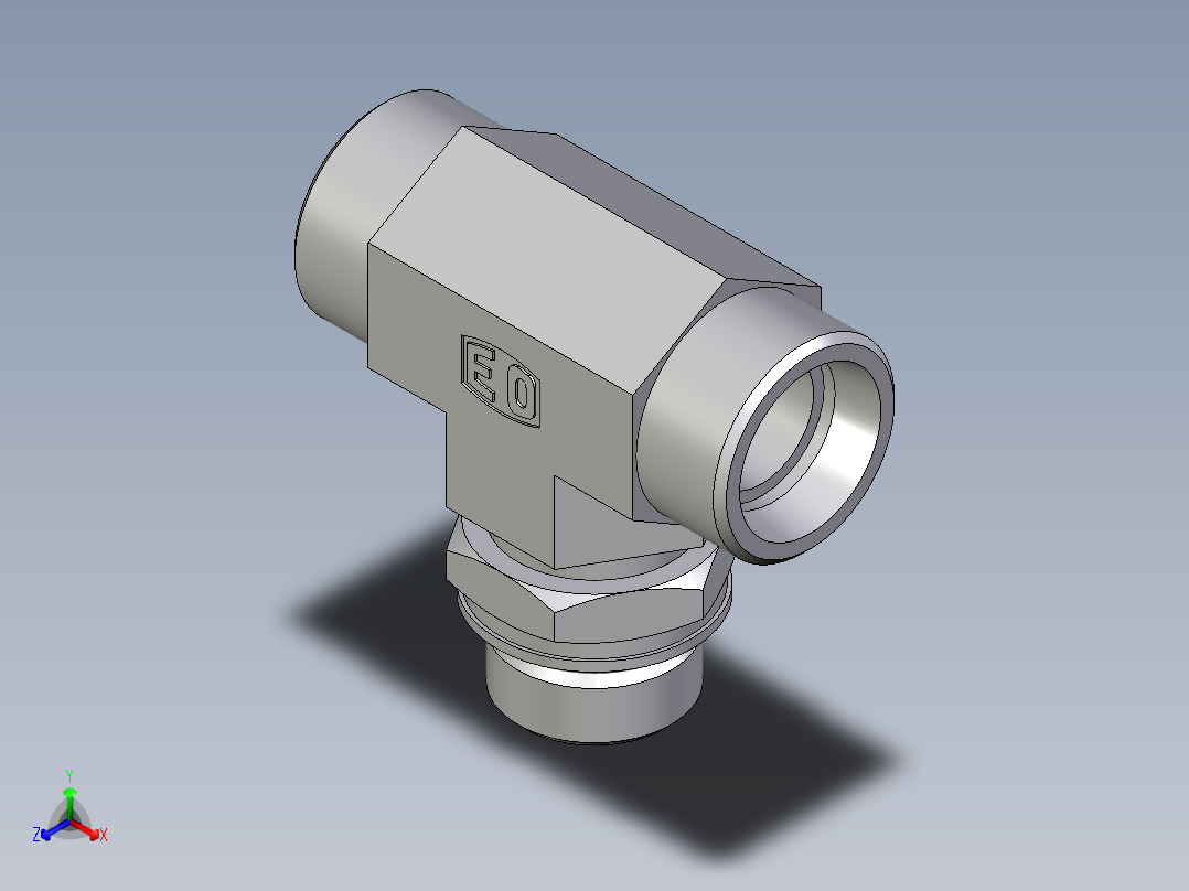 卡套式工业通用硬管接头EO_Adjustable_locknut_branch_tee_TEE18LMOROMDCF主视图