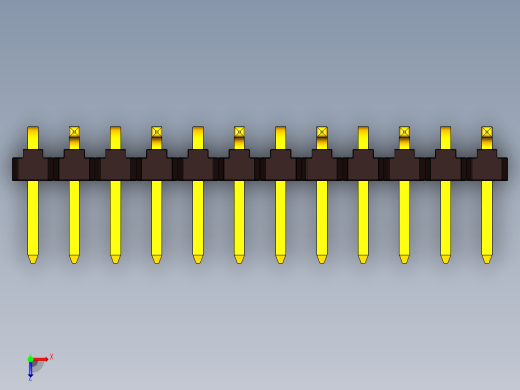 引脚接头单直SMD，间距2毫米，高度6.6毫米。它是一种用于带有电子设备的印刷电路板上的元件俯视缩略图
