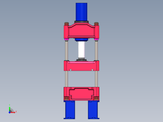 三梁四柱液压机-油压机三维模型SolidWorks前视缩略图