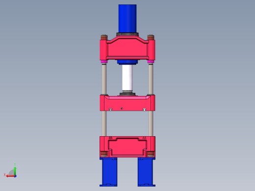 三梁四柱液压机-油压机三维模型SolidWorks后视缩略图