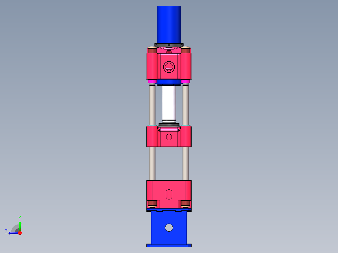 三梁四柱液压机-油压机三维模型SolidWorks右视图