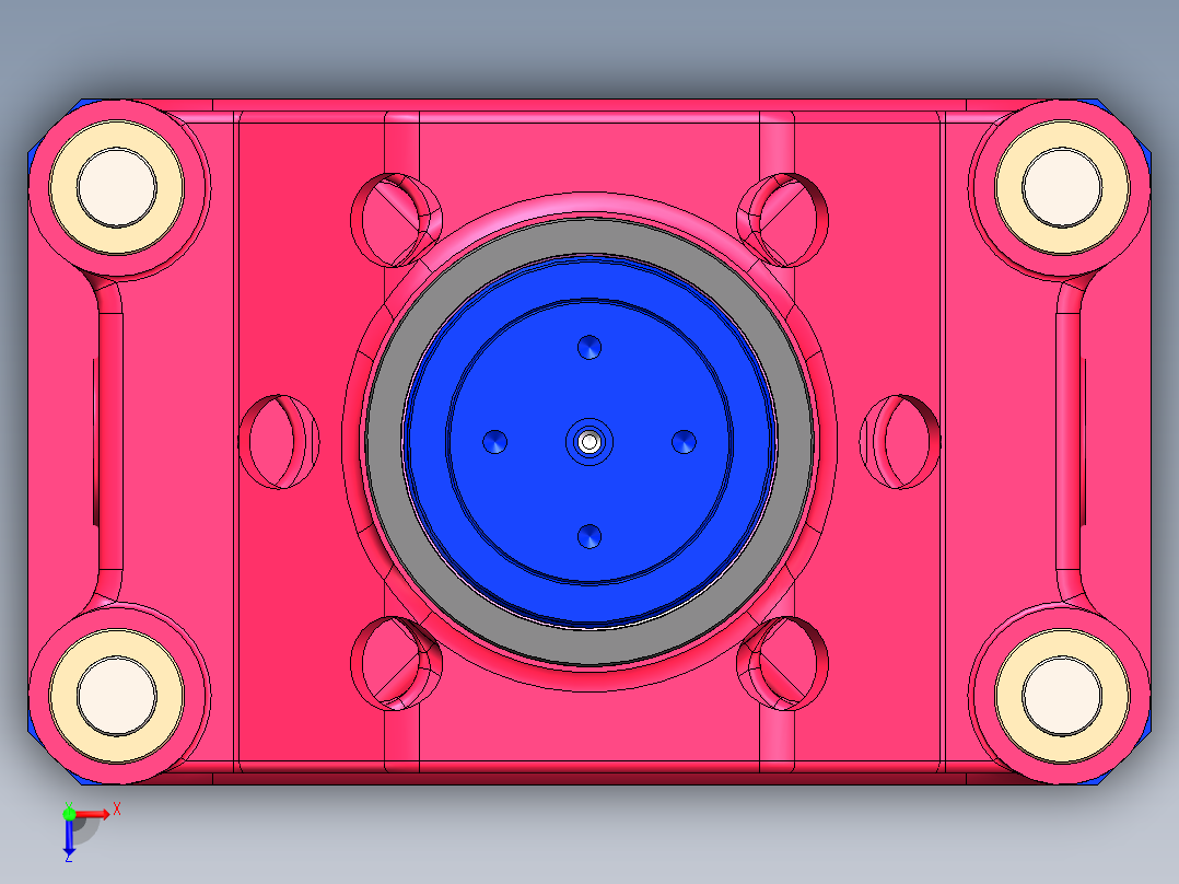 三梁四柱液压机-油压机三维模型SolidWorks俯视图