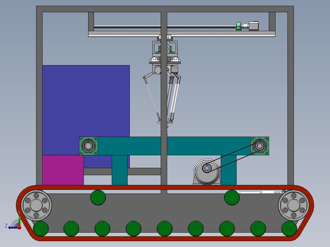 移动带电控柜的机械手小车sw19可编辑右视图
