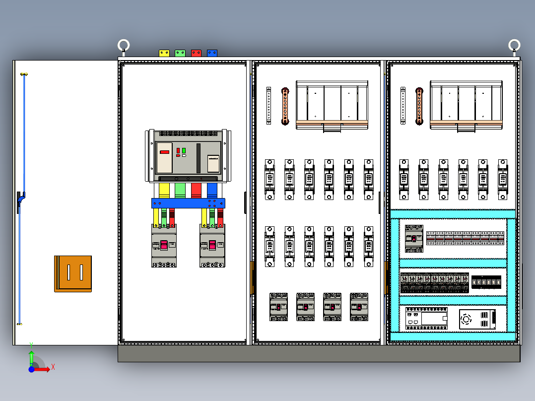 三柜组装万能断路器刀开关plc控制柜 55402前视图