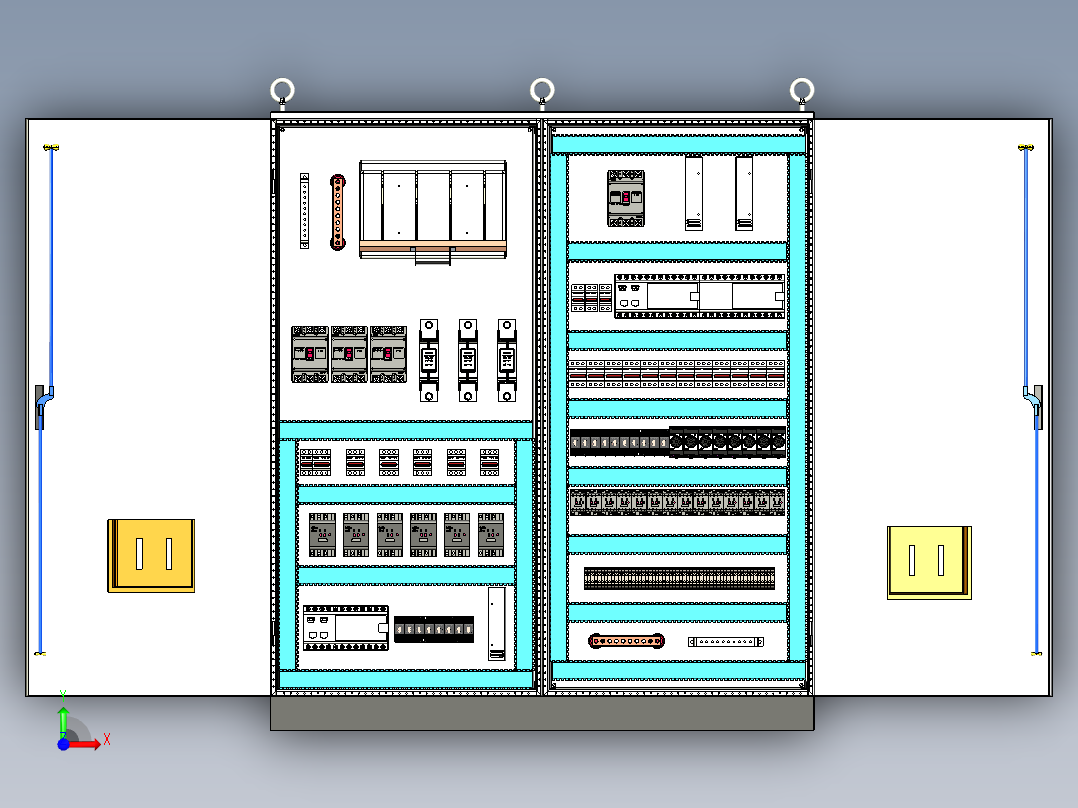 双柜组装刀开关plc延时控制柜前视图