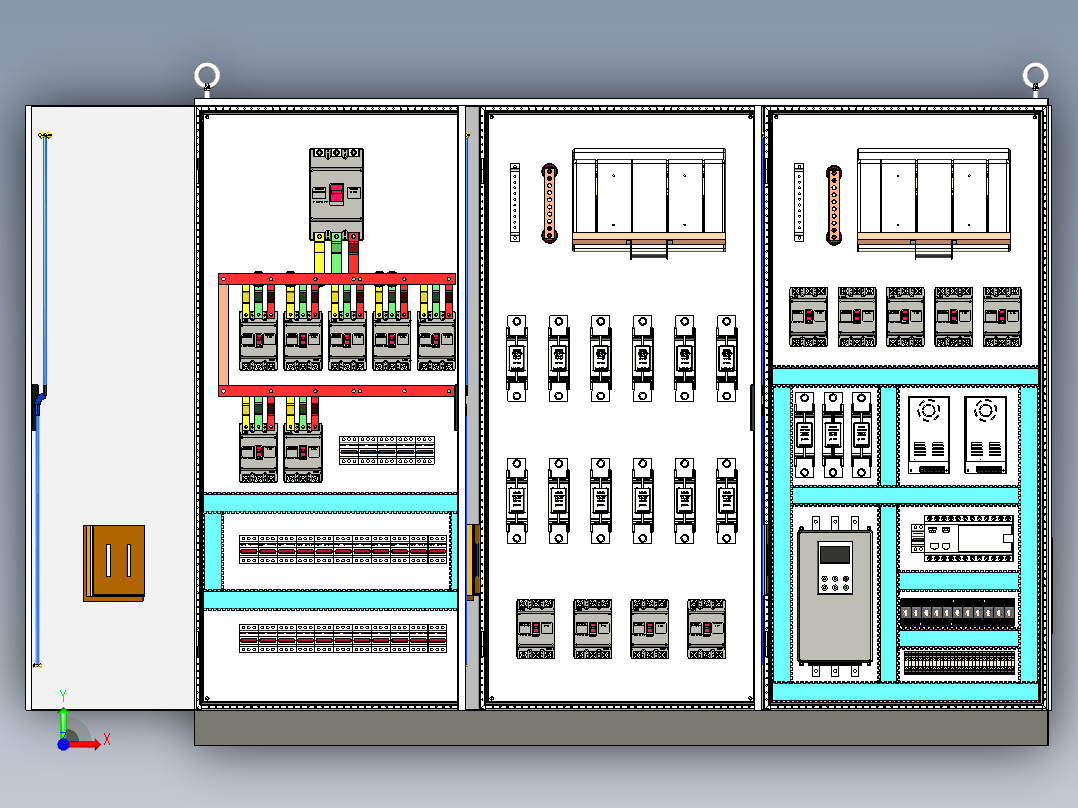 三柜组装刀开关plc软启动控制柜 55720前视图