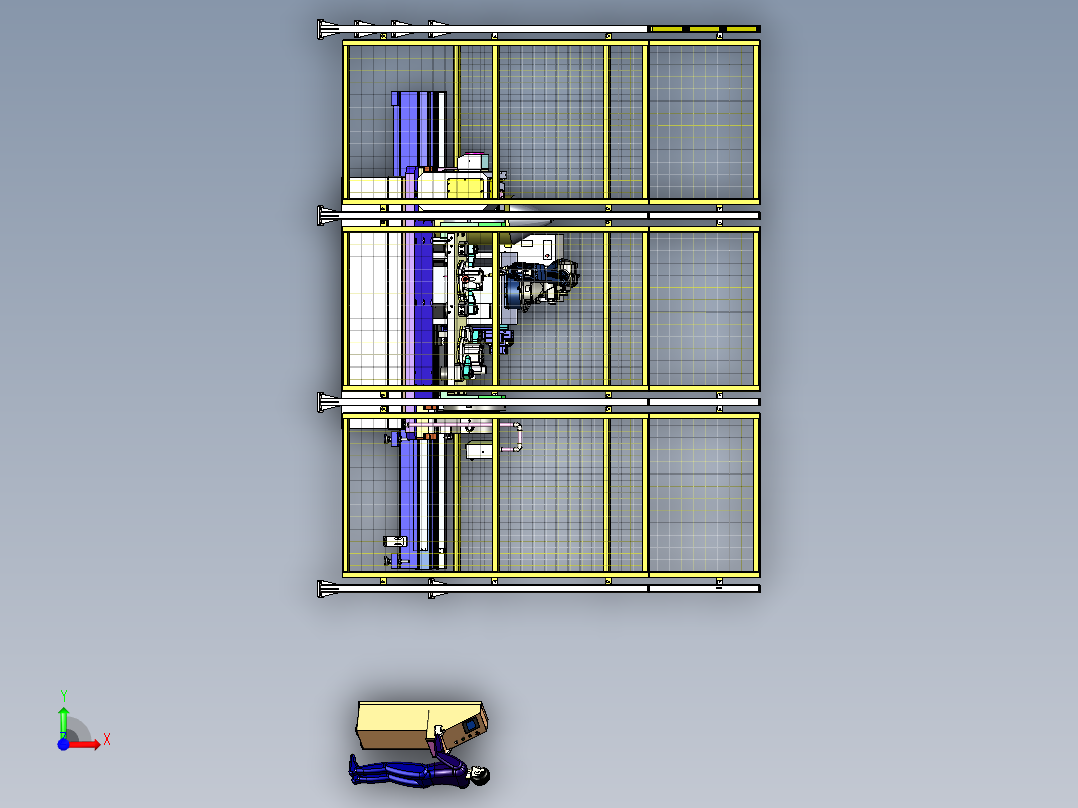 泵体结构件的自动化焊接岗位模拟前视图