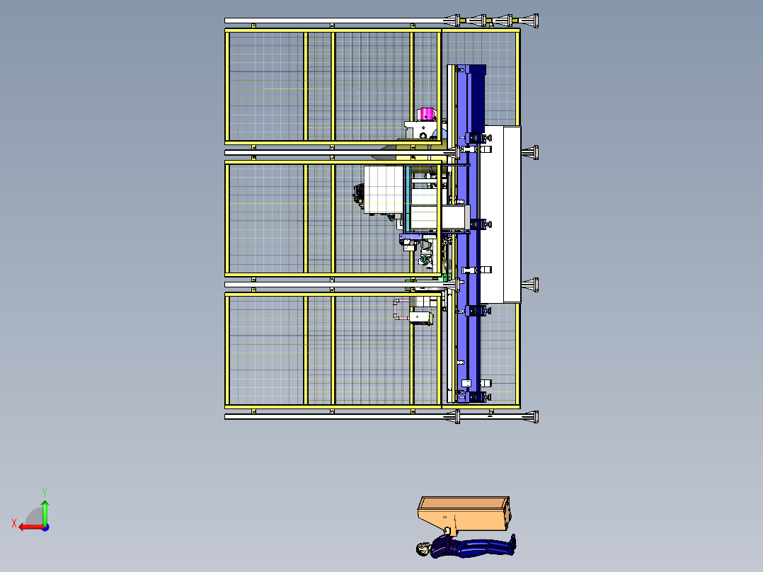 泵体结构件的自动化焊接岗位模拟后视图